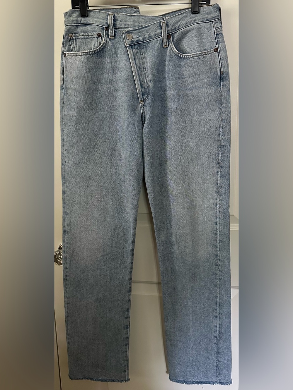 AGOLDE Criss Cross 29 Dimension Wash Jeans Raw Hem Straight Leg